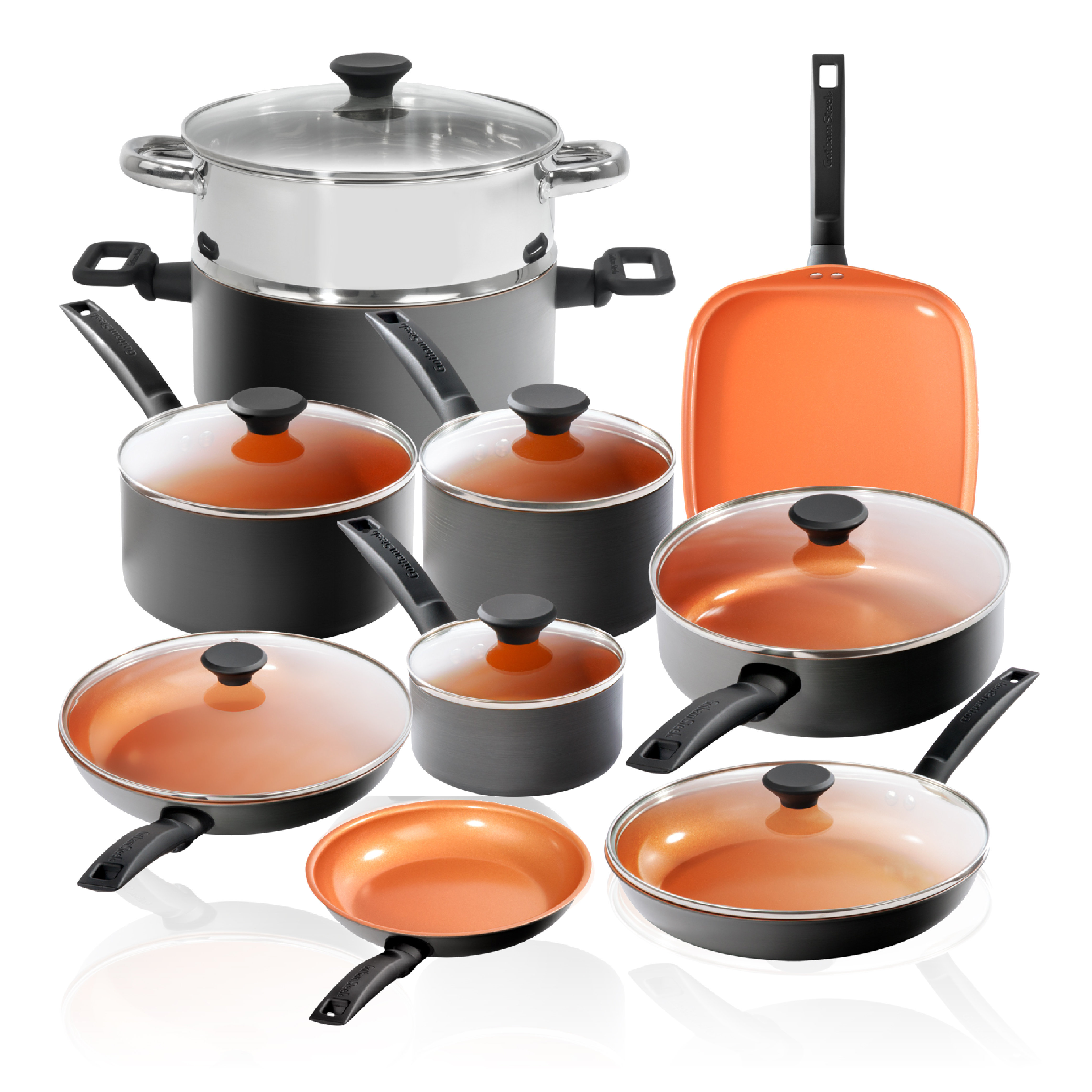 Gotham Steel Pro Premier Hard Anodized 17 Piece Nonstick Cookware Set