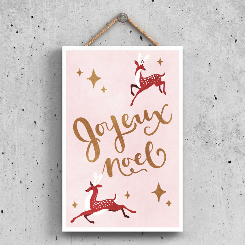 Xmas Joyeux Noel Wooden Plaque, 28.5cm H x 18.5cm W x 0.9cm D