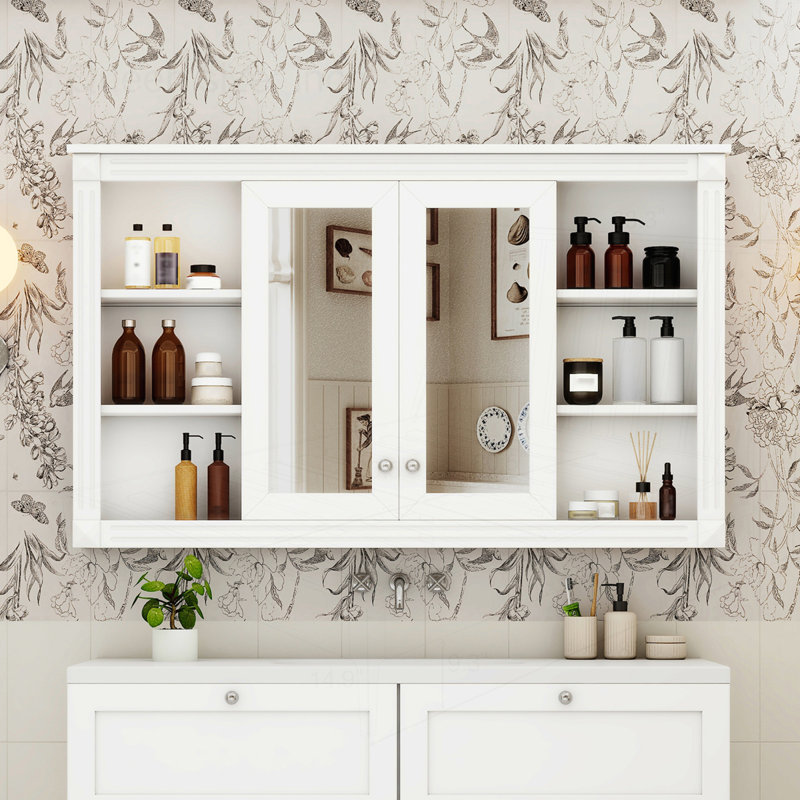 Armoire de toilette avec miroir 47 po, Blanc