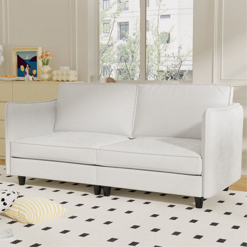 Canapé 2 places en tissu Dillon, Tissu beige