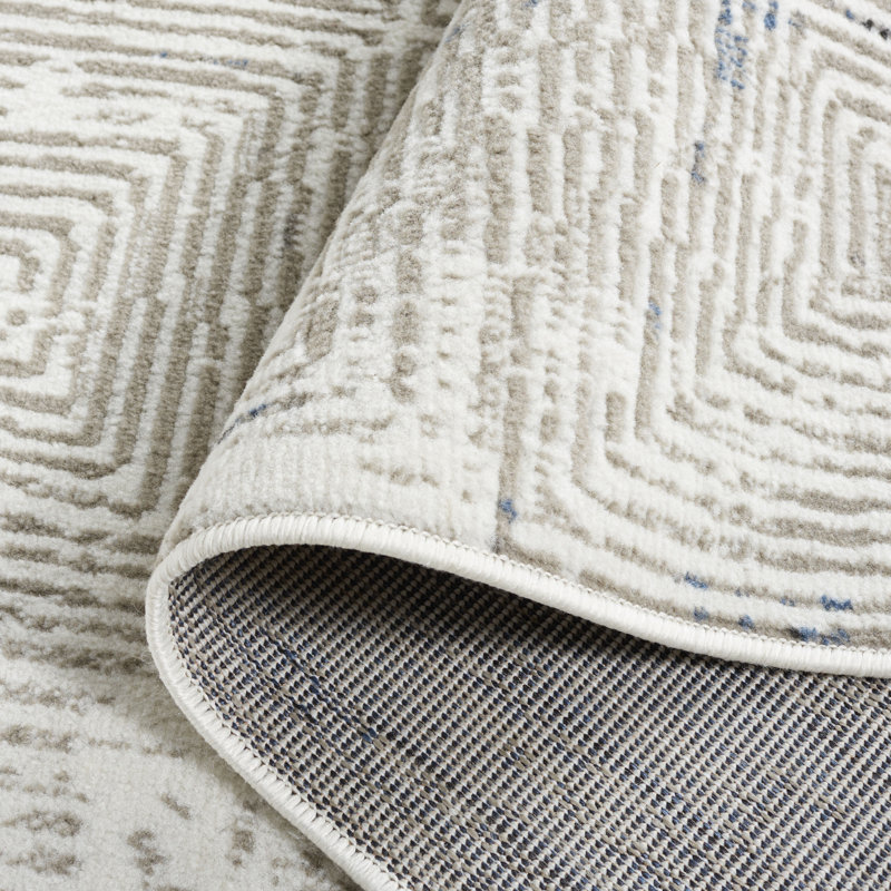 Tapis gris en polypropylène tissé à la machine Stilianos, Rectangle 5 pi 3 po x 7 pi 8 po