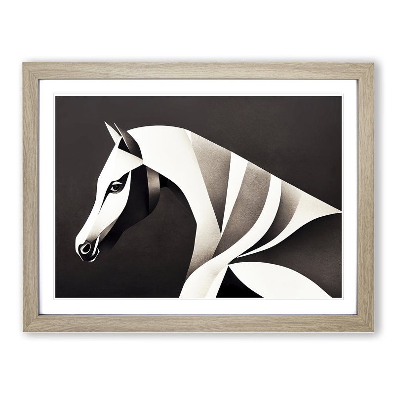 The Contemporary Horse Abstract 1 Piece Single Picture Frame Wall Art, 25cm H x 34cm W, Oak