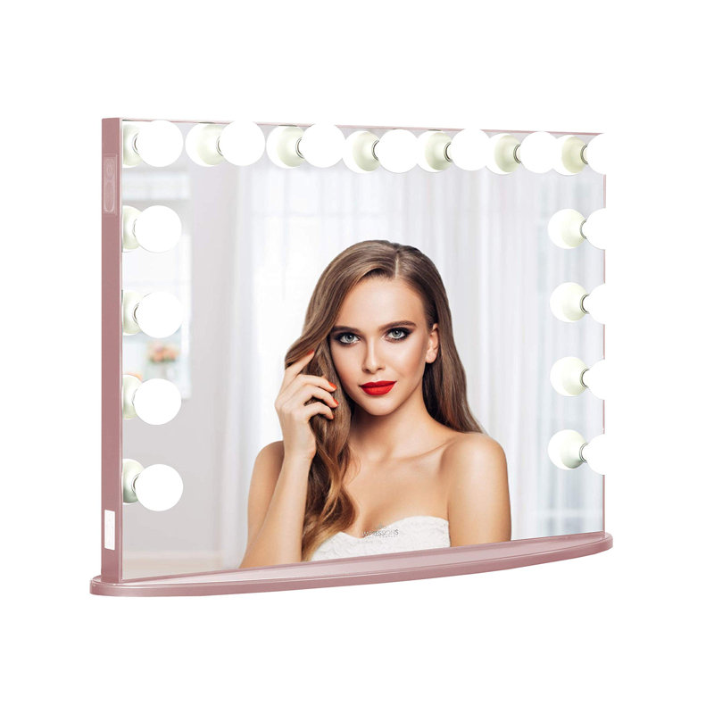 Hollywood Glow Pro Vanity Mirror with Lights and USB Ports Tabletop Wallmount Lighted Makeup Mirror, Rose Gold