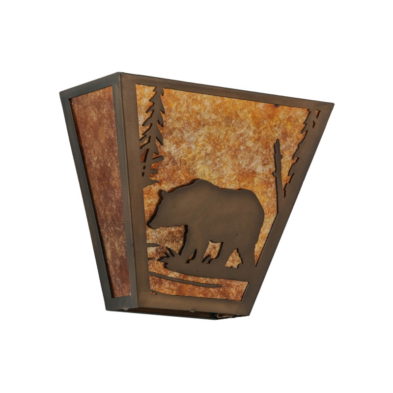 2 - Light Flush Mounted Sconce, Amber, Antique Copper