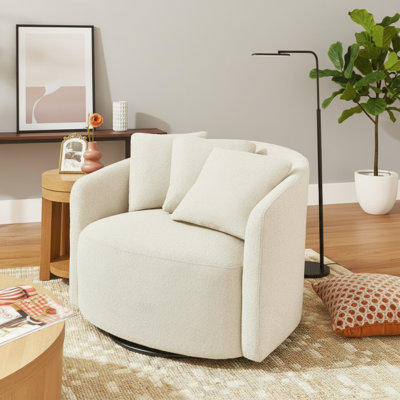 Cream-Colored Velvet Drew Armchair: Stylish And High-Quality.