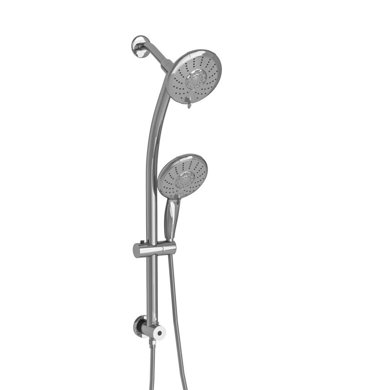 5-Functions Dual Shower Head with Slide Bar and Handheld Shower, Chrome