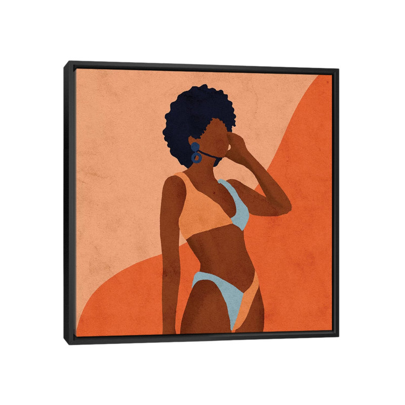 « Jaz » par Reyna Noriega-impression, H 37 po x l 37 po x P 1,5 po, Toile avec cadre noir, Pas de tapis