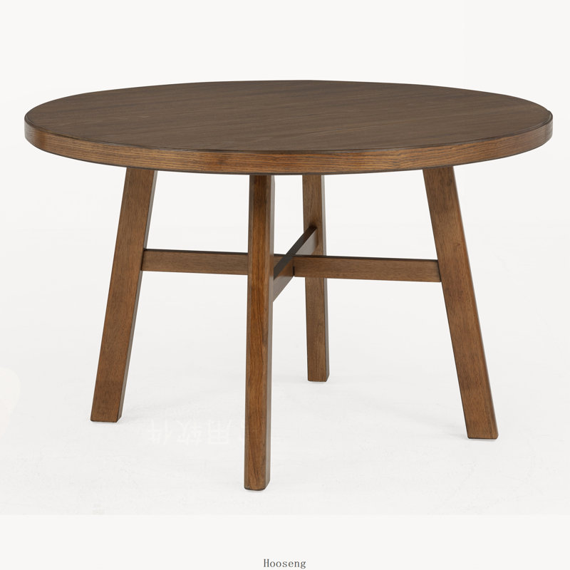 Table de salle à manger ronde en bois brun, style traditionnel contemporain