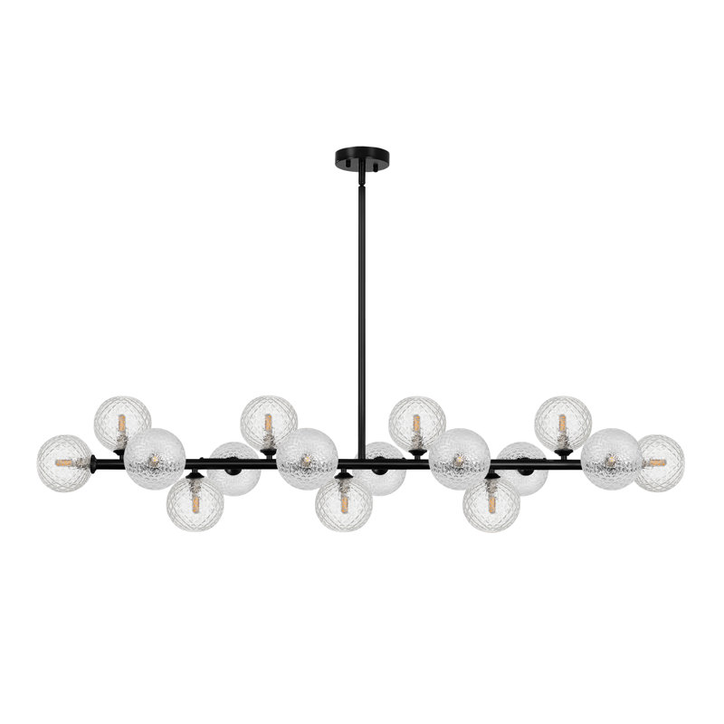 16 - Light Chandelier, Black + Clear Diamond