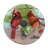 Solar LED Floral Cardinal Glass Bird Bath with Stand - Cardinal