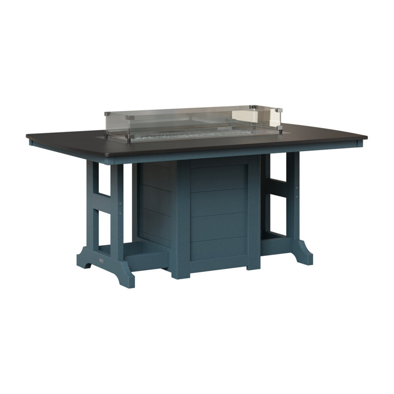 Table de salle à manger avec foyer 72 po Berlin Gardens Garden Classic, Plateau martelé noir avec base en ardoise