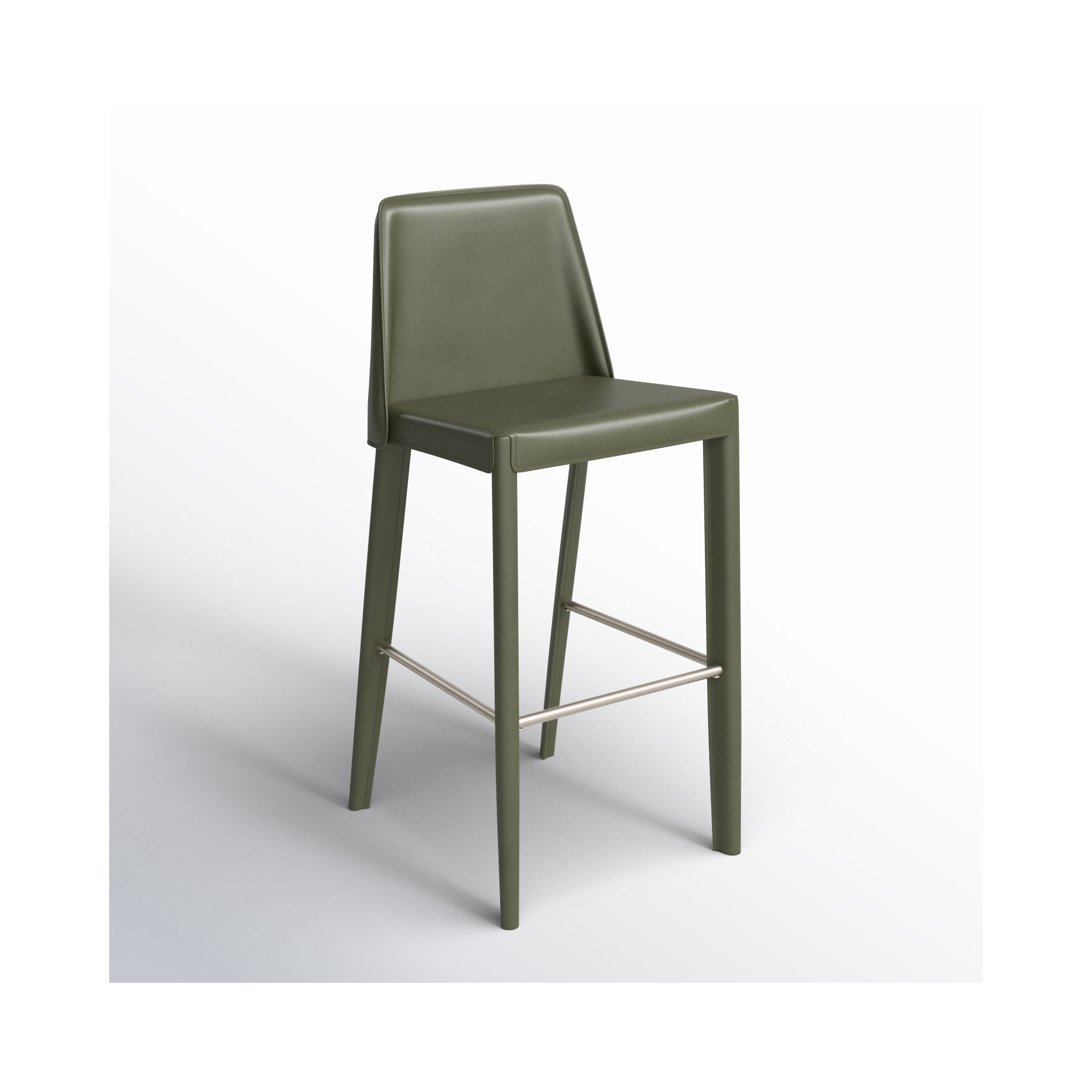 Pemma Vegan Leather Bar Stool, Dark Green
