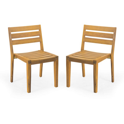 Chaise d'appoint d'extérieur en bois d'acacia, finition teck (ensemble de 2)