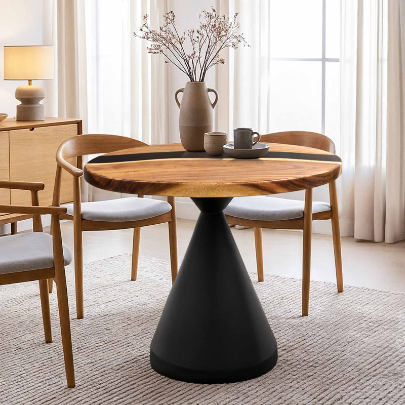 Round Wood Epoxy Resin Table Top 35" Diameter, 35" L x 35" W x 2" H