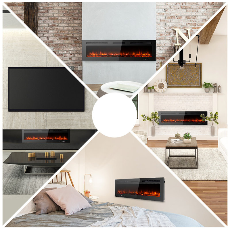 Carwyn Latitude Run Powder Coated Electric Fireplace, 43cm H x 153cm W x 10cm D