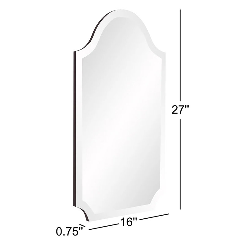 Grand miroir mural sans cadre arqué et festonné Morlan, H 27 po x l 16 po x P 1 po