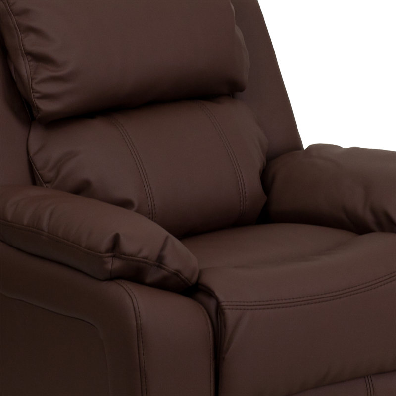 Brockbank Kids 15'' Recliner and Ottoman, Leather - Brown