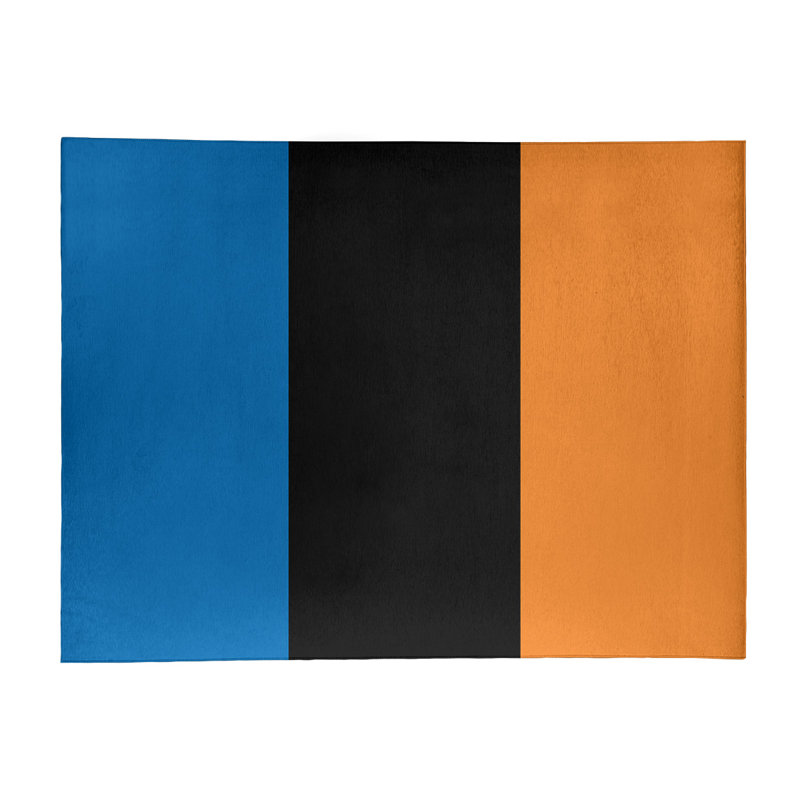 Tapis à rayures bleu/noir/orange, Rectangle 4 pi x 6 pi