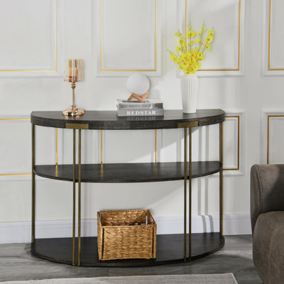 Fateema 30" Brushed Half-moon Modern Console Table with Storage