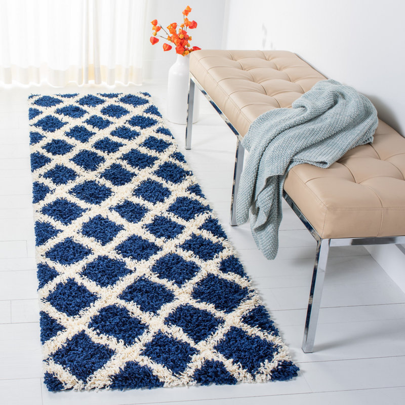 Albertha Sgd-Dallas Shag Performance Geometric Rug, Runner 2'3" x 8'