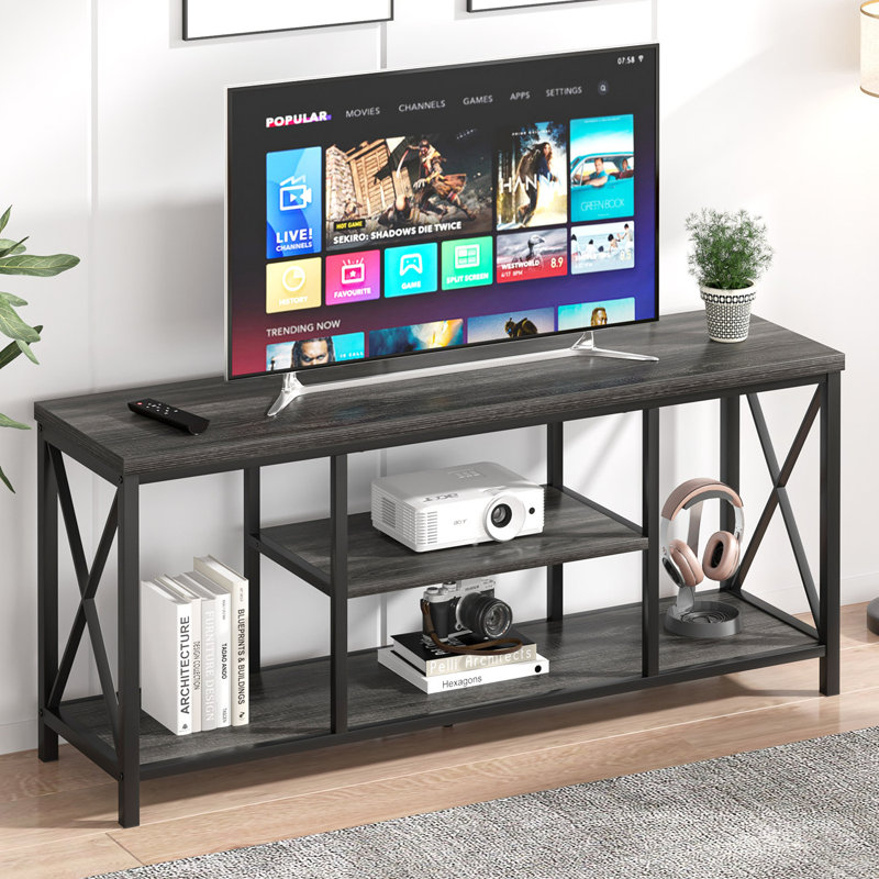 Meuble télé 55 po Hulstein, H 24,2 po x L 55 po x l 15 po, Gris foncé