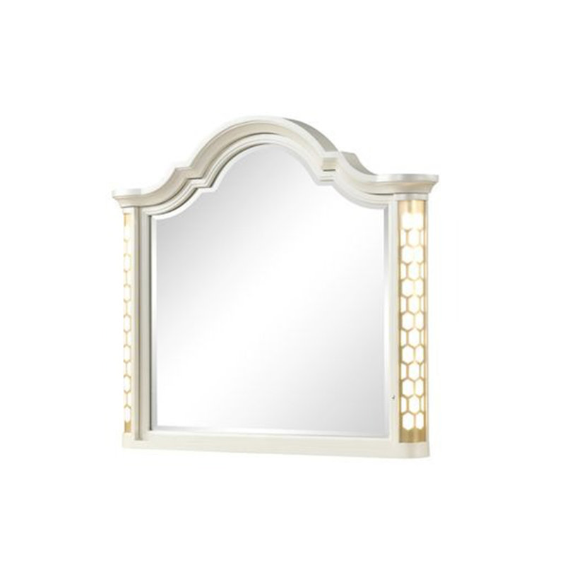 Miroir Jasmine avec éclairage latéral à DEL en bois beige