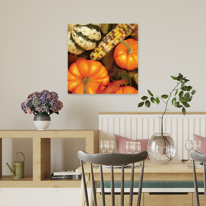 Art contemporain «Happy Harvest With Fall Legumes», H 18 po x l 18 po