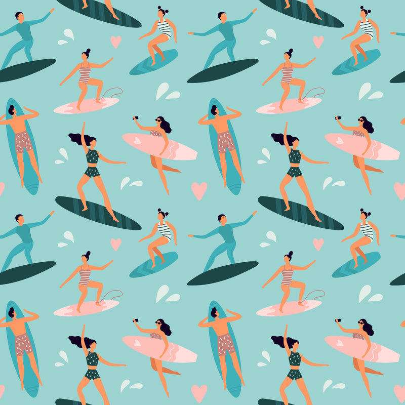Beach Surfing by Tetiana Lazunova - Wrapped Canvas Print, 30cm H x 30cm W