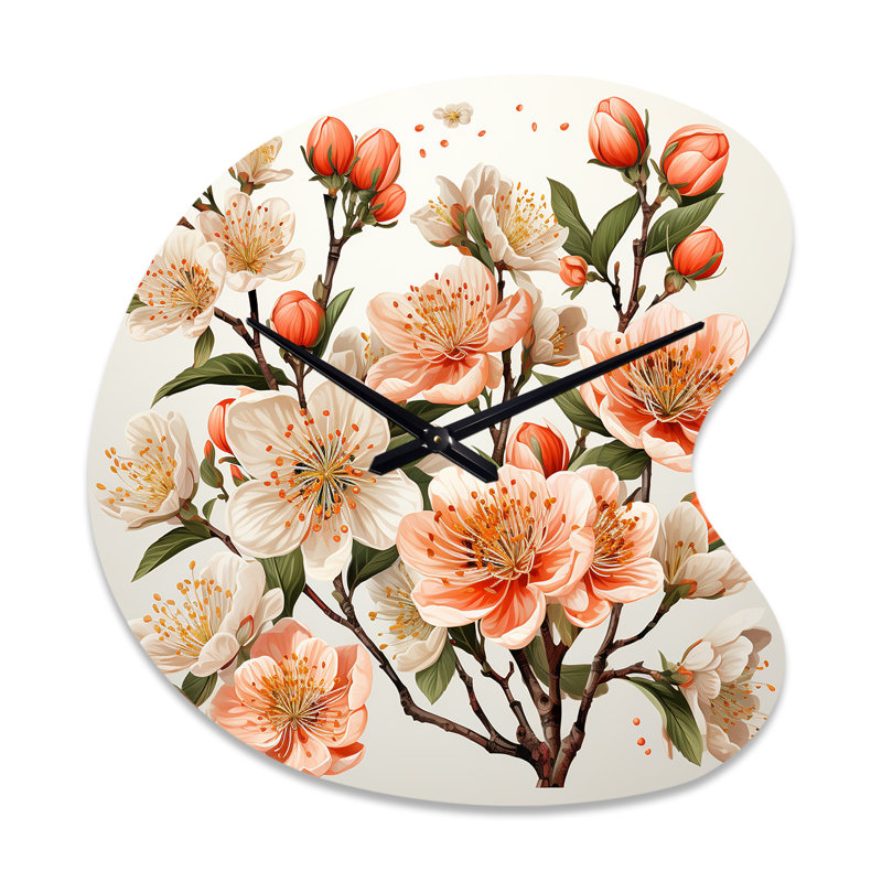 Horloge murale Peach Blossom Bliss IV - Floral, Grand
