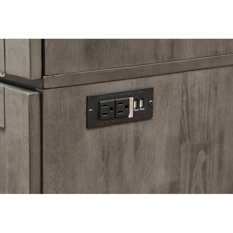 Armoire-lit Tuscany avec station de charge, gris Galaxy, très grand, Très grand lit, Gris