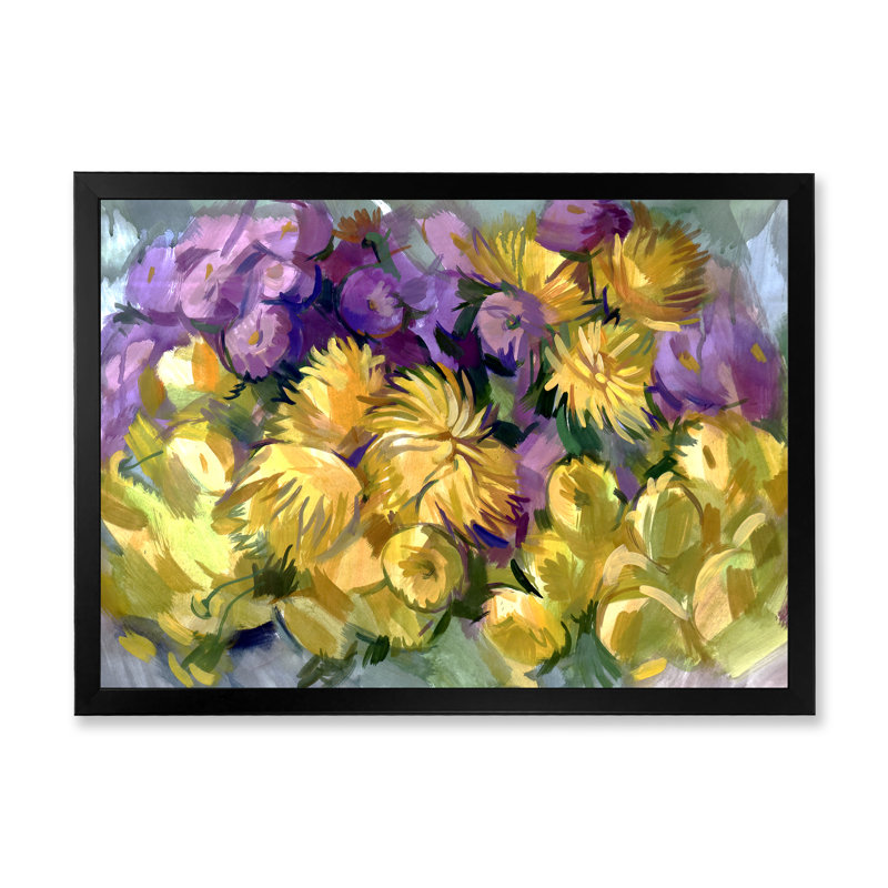 «Still Life Bouquet Flowers III», reproduction sur toile, Cadre d'angle fermé noir, H 8 po x l 12 po x P 1 po