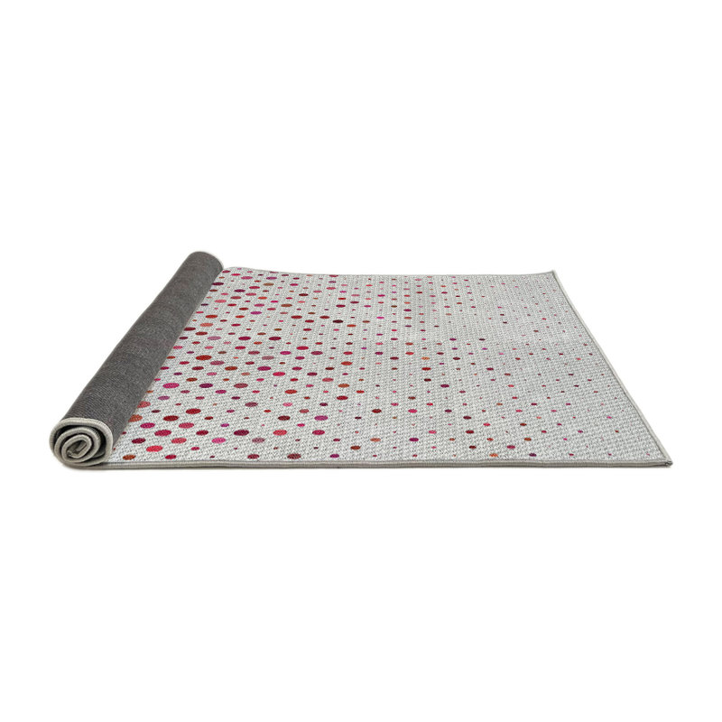 Tapis gris/rose tissé à la machine, Carré 4 pi