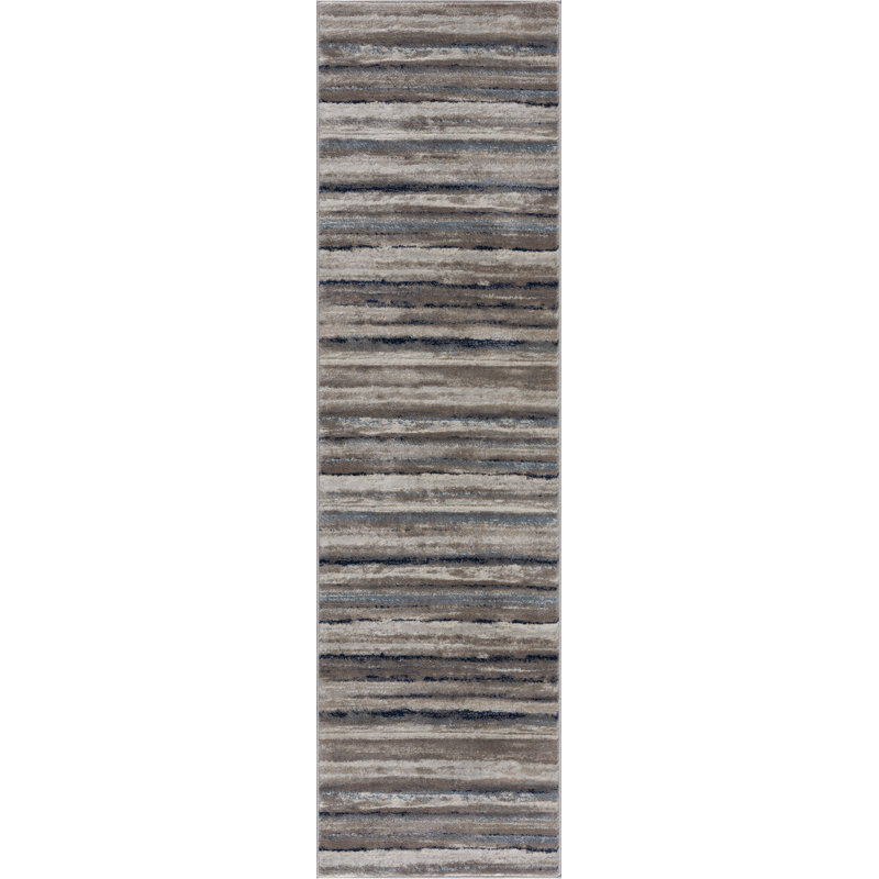 Rug Branch Rimal 2' x 8' (2'3" x 8') Blue/Brown Abstract Indoor Runner Rug, Contemporary, Low Pile, Stain-Resistant Hallway Carpet - Entryway, Mudroom, Bedroom, and Kitchen