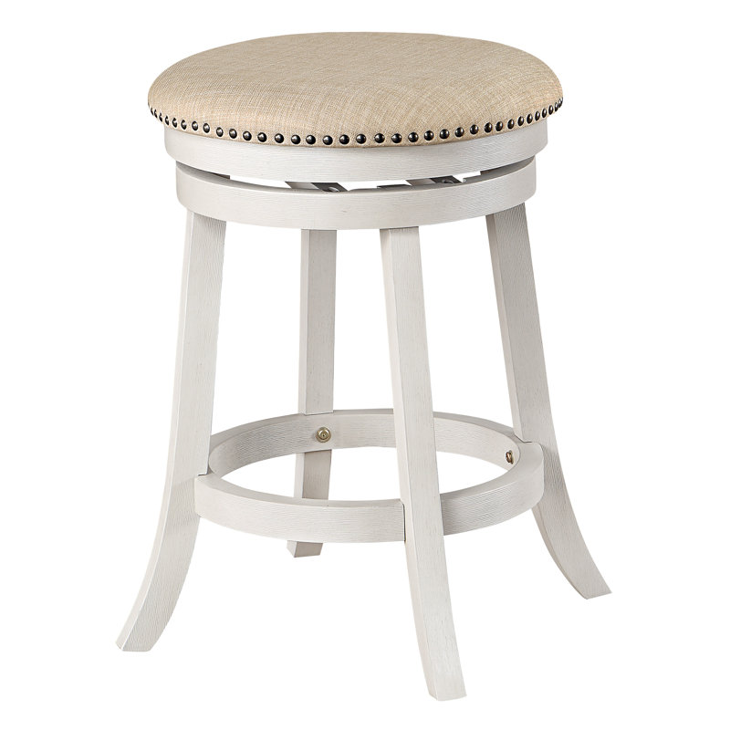 Tabouret de comptoir pivotant 26 po Beedle, Blanc délavé / beige