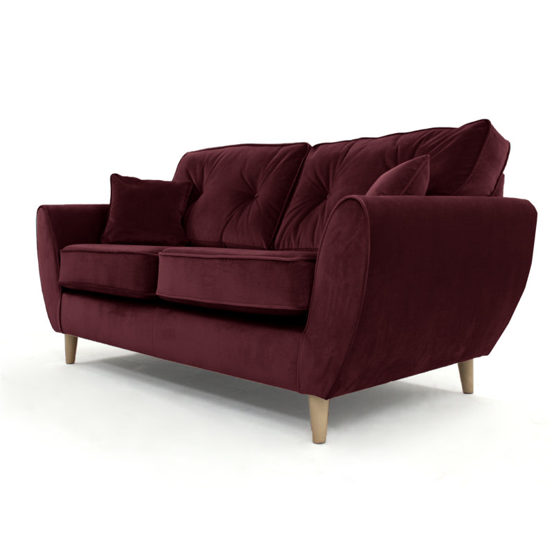Rafe 3 Seater Velvet Sofa, Aubergine Velvet