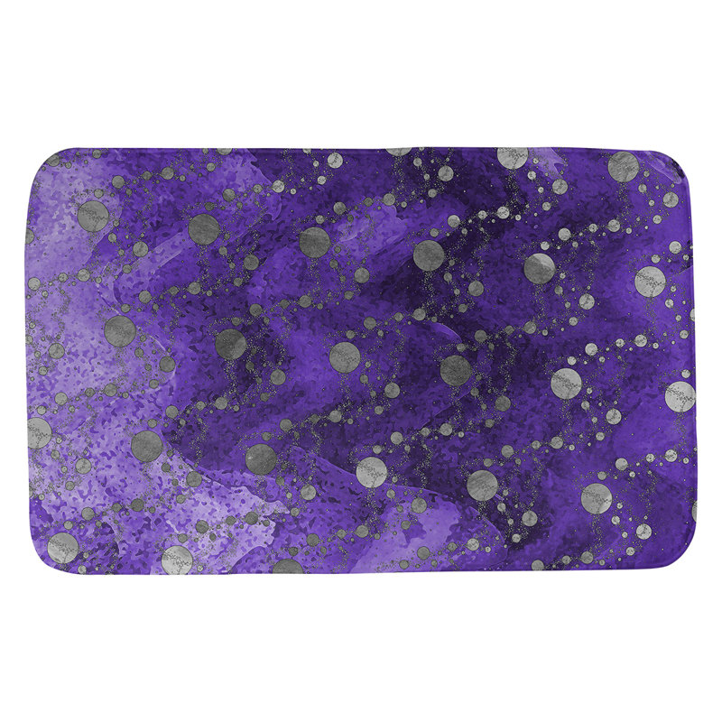 Tapis de salle de bain planet stars, l 21 po x L 34 po, Mauve foncé / gris