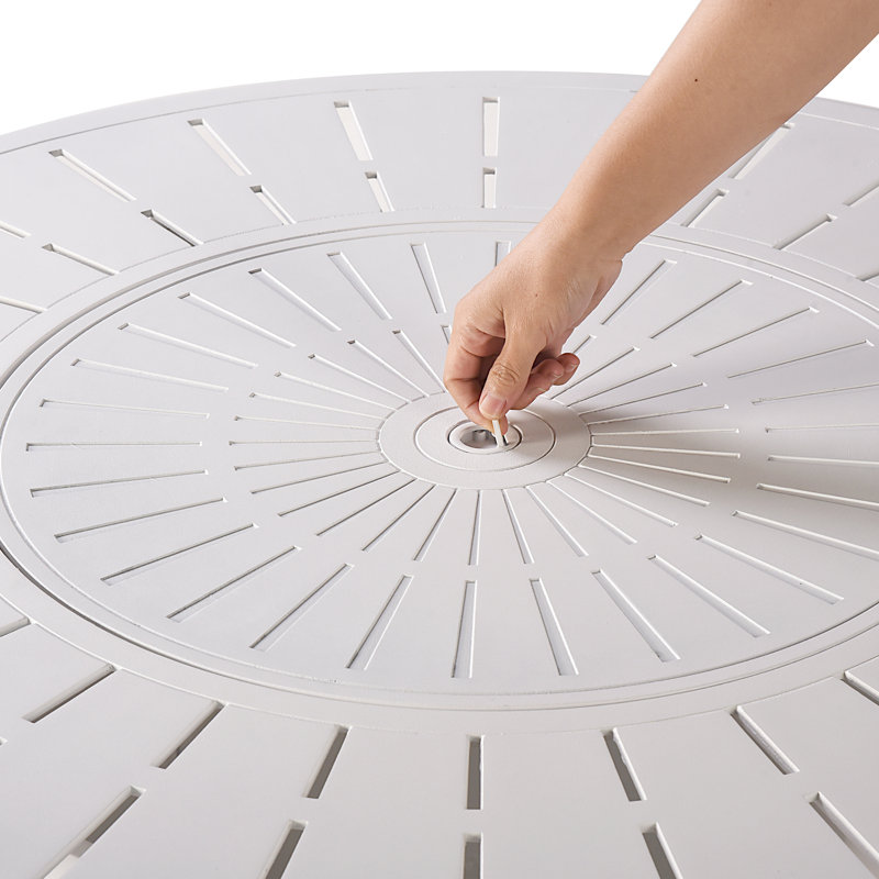 Mortola Round Aluminum Propane Smokeless Fire Pit Table with Hidden Fuel Tank, White