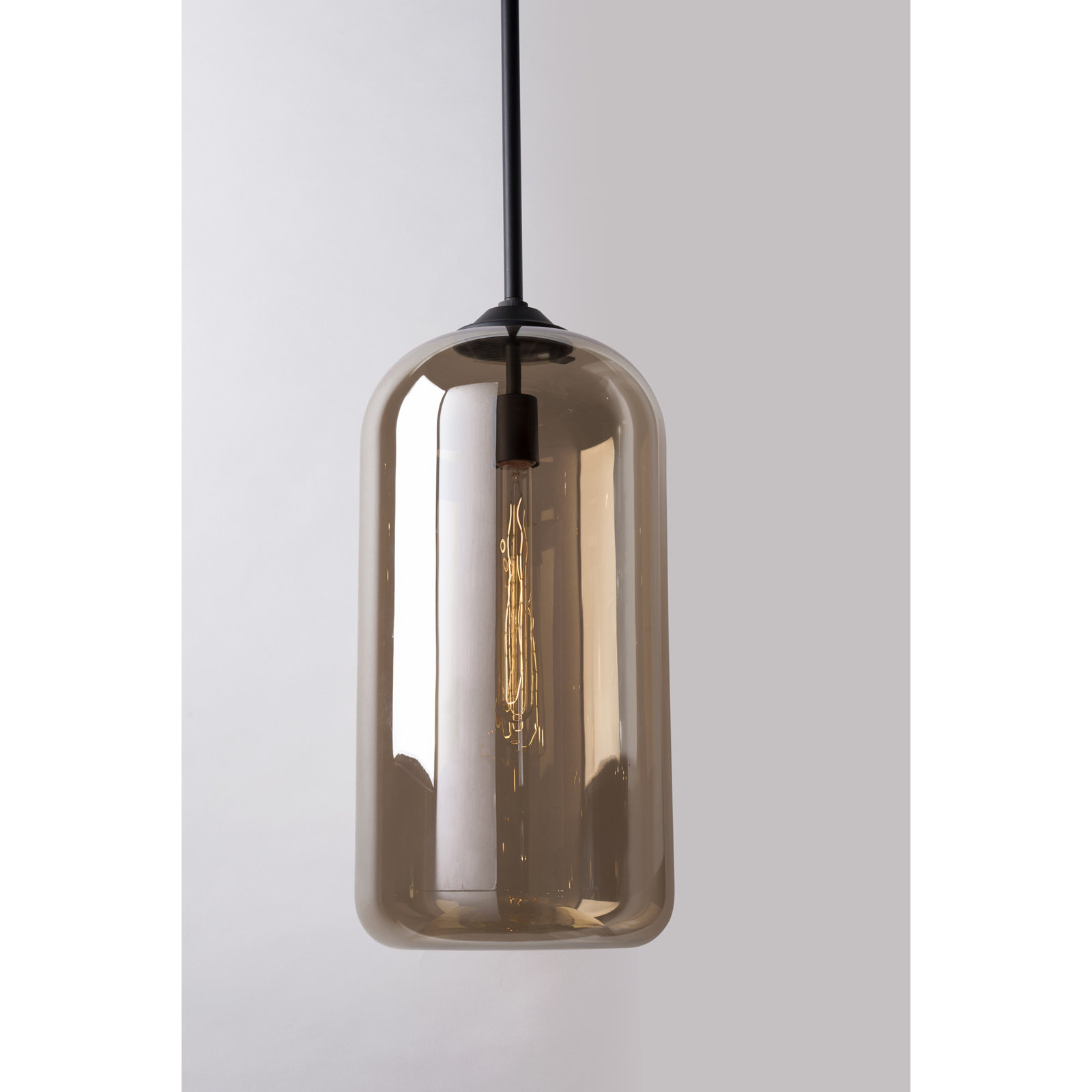 District 1 Light Pendant, 15.75" H x 8" W x 8" D, Smoke