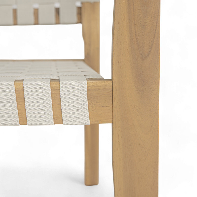 Melvin Acacia Wood Patio Loveseat, White/Light Teak