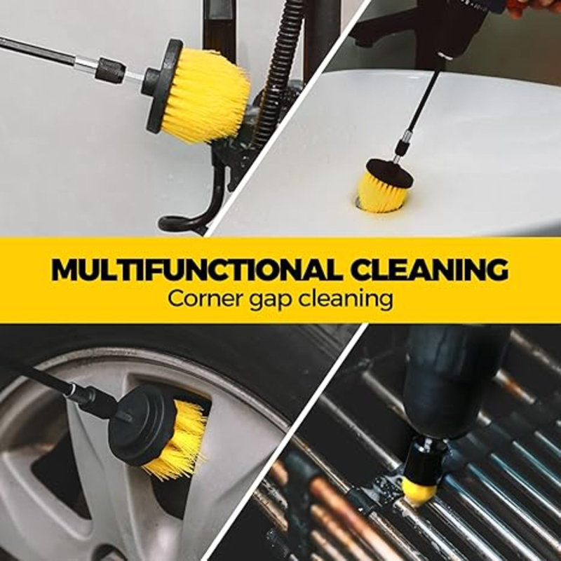 6Pack Drill Brush Power Scrubber Cleaning Brush Extended Long Attachment Set All Purpose Drill Scrub Brushes Kit For Grout, Floor, Tub, Shower, Tile, Bathroom，Scrub Brush Green