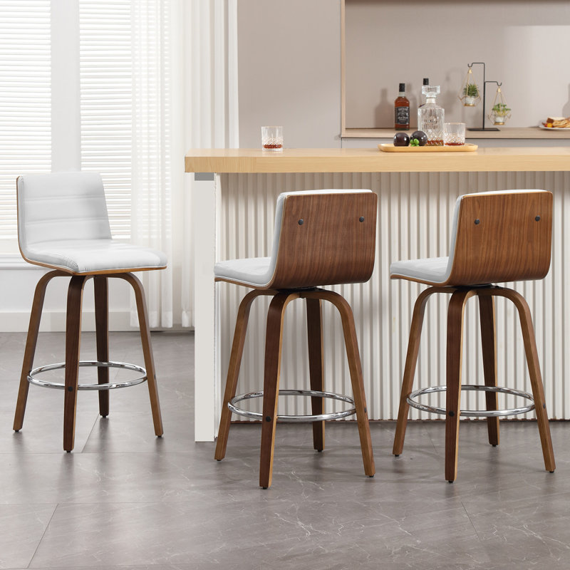 Mariea Swivel Upholstered Counter Stool, Counter Stool (26" Seat Height), Gray