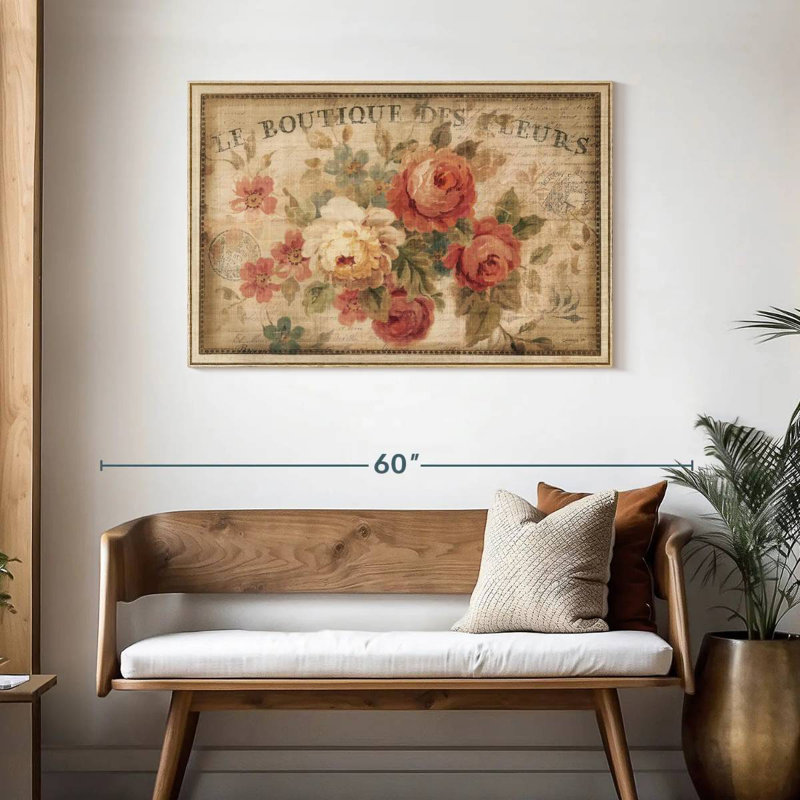 Fleurs parisiennes III, Cadre flottant en bois naturel, 43 po x 29 po