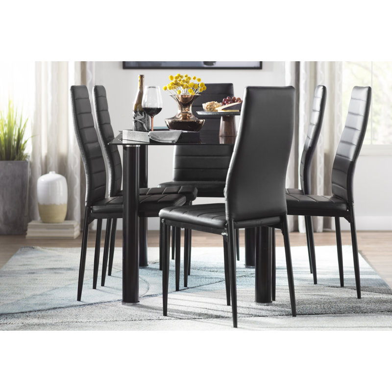 Antietam Glass Top Four Leg Dining Set, Black