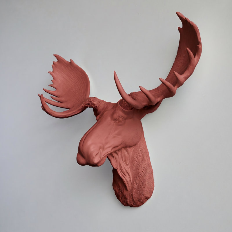 Head Faux Taxidermy Moose Wall Décor, Rosy Apple