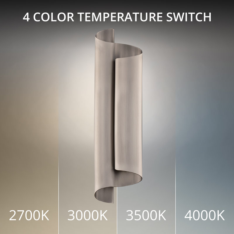 Pirouette Dimmable LED Wall Sconce With Built-In Color Temperature Switch From 2700K/3000K/3500K/4000K, Brushed Nickel