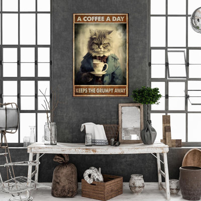 «A Coffee A Day», reproduction d'art rectangulaire 1 pièce «Pri A Coffee A Day», reproduction d'art rectangulaire sur toile tendue