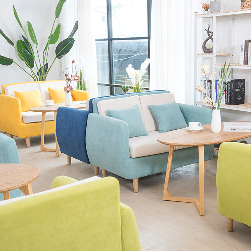 Banc de café décontracté simple 49,21, Lin / coton bleu clair
