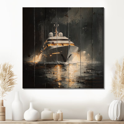 Yacht Boat Success Energy II - Boat Wood Wall Art - On Natural Pine Wood