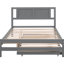 Lit plateforme gris avec lit gigogne mobile - Lit gigogne réglable en bois de pin, Illustration et-615807146