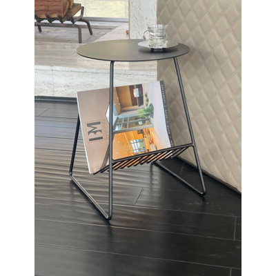 Rushia Steel Sled End Table with Storage